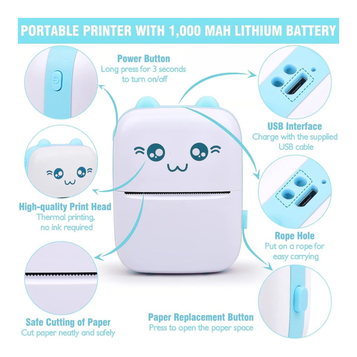 Miniatura 5 de Mini impresora digital gatito C9